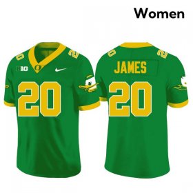 Jordan James #20 Oregon Ducks University Football Embroidery Jersey -Women Sizes Green