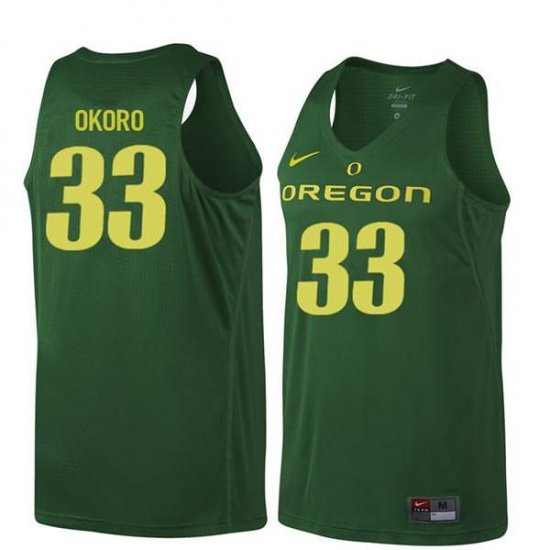 Francis Okoro #33 Oregon Ducks University Basketball Jersey -Men Sizes Dark Green