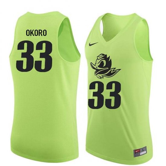 Francis Okoro #33 Oregon Ducks College Basketball Jersey -Men Sizes Electric Green