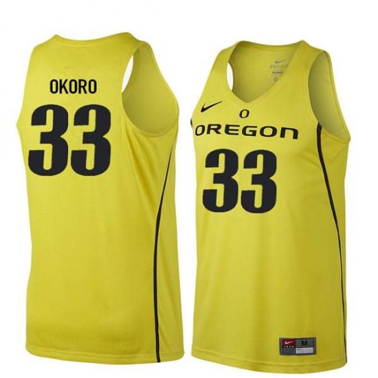 Francis Okoro #33 Oregon Ducks NCAA Basketball Jersey -Men Sizes Yellow