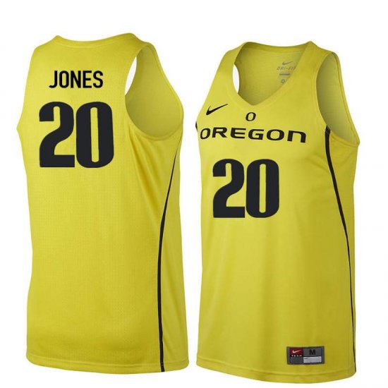 Fred Jones #20 Oregon Ducks University Basketball Jersey -Men Sizes Yellow