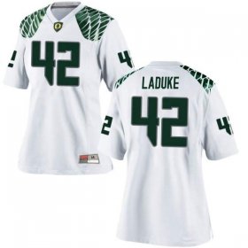 Jackson LaDuke #42 Oregon Ducks University Football Replica Jersey -Women Sizes White